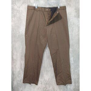 Dockers Mens Pants 38x30 Brown Classic Fit Khaki Anti Wrinkle Flat Front Cotton